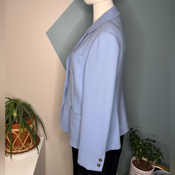 ESCADA Cashmere Blend Blazer 42 Skylight Blue Wool Tailored Jacket EU 42 US 12 - Picture 3 of 15